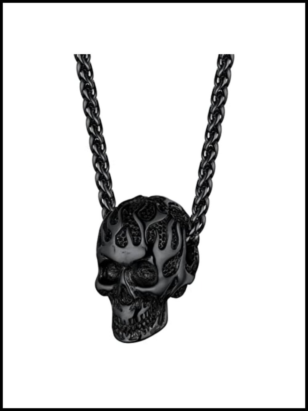 Stainless Steel Skull Pendant Necklace 22 Inch Men's Gothic Jewelry